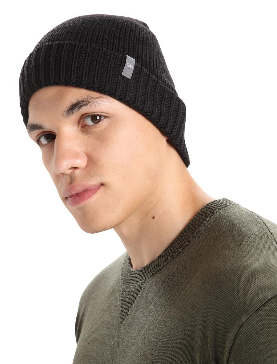 Icebreaker Unisex Merino Vela Cuff Beanie Miesten Hatut Mustat | FI 1090KORI